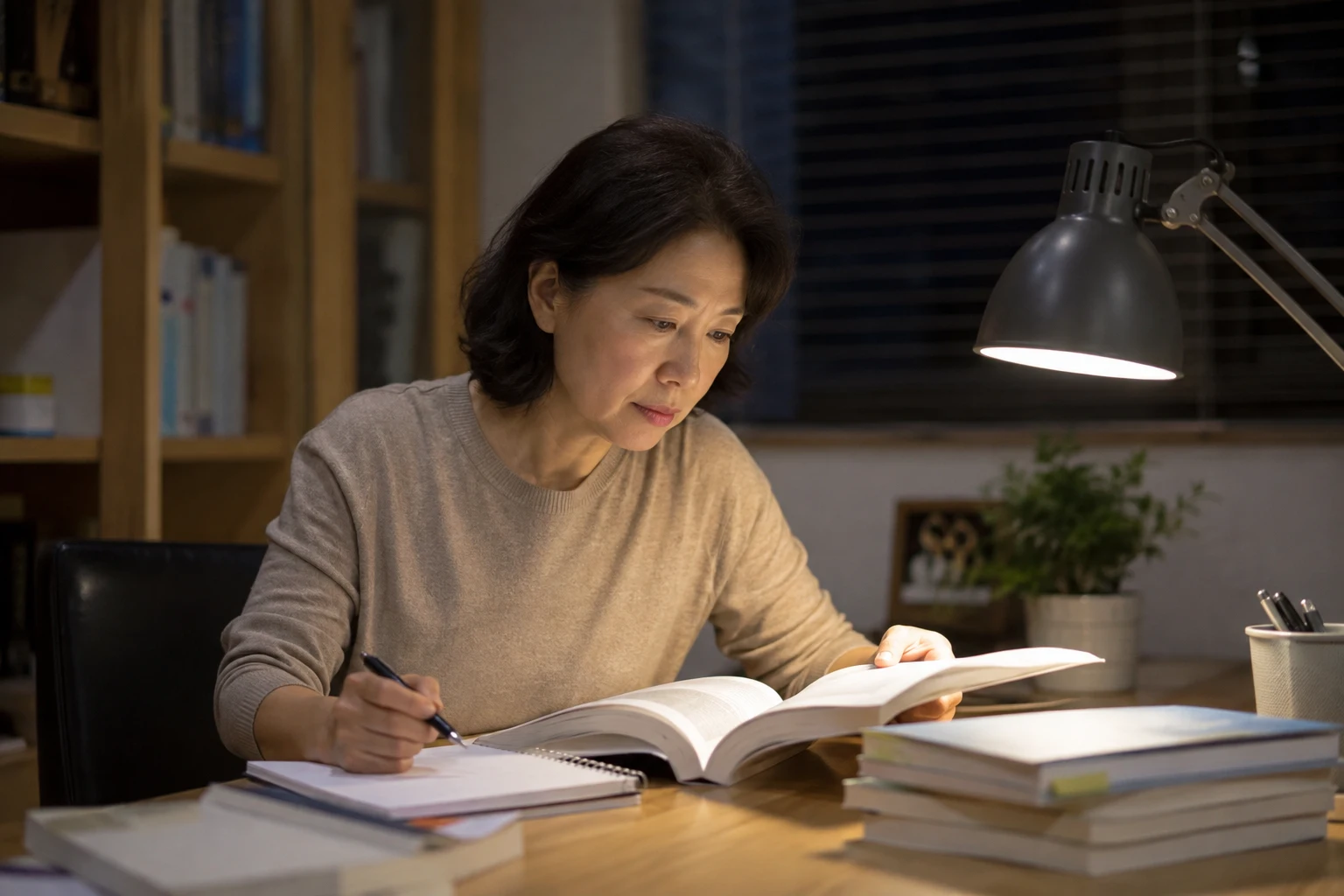 50대 자격증 창업 준비 정보를 살피는 모습