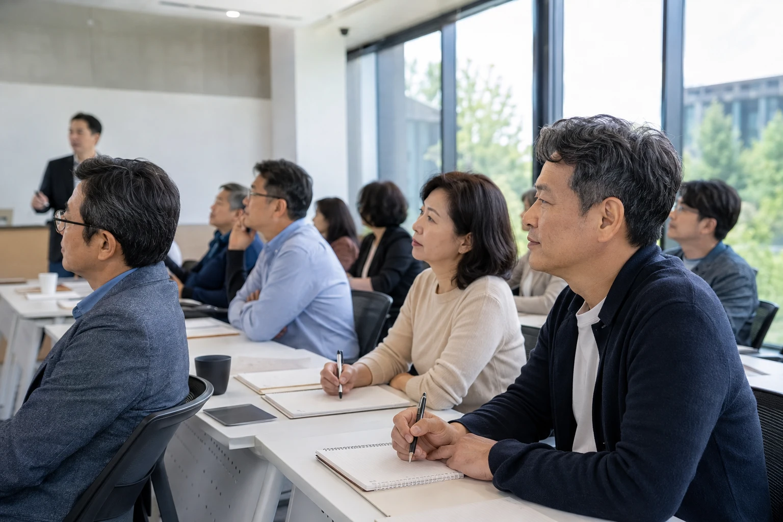 50대 창업 교육 준비 조건을 검토하는 장면